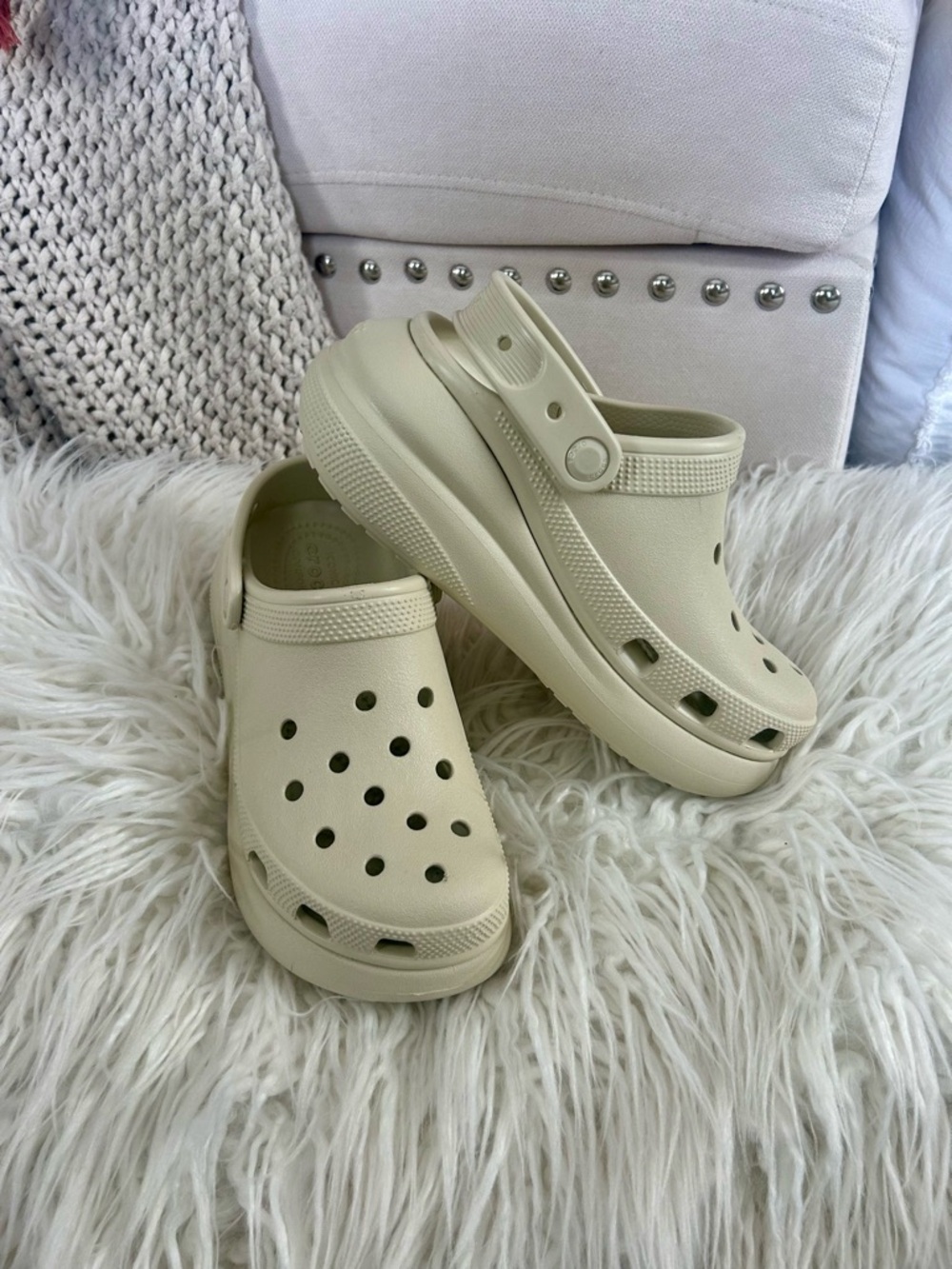 CROCS Classic Crush Platform Clog in Color Bone